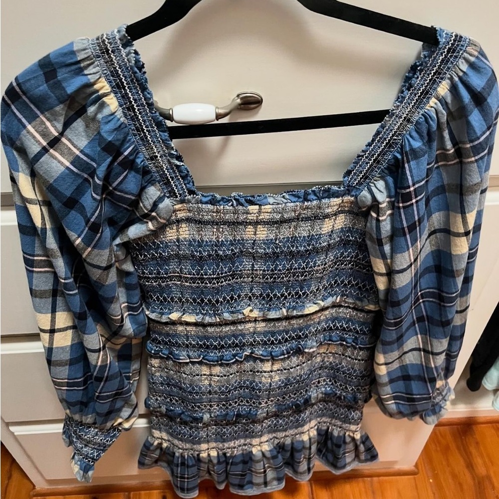 LoveShackFancy Stanley Smocked Blue Plaid Dress. Size XS. Selling for $185